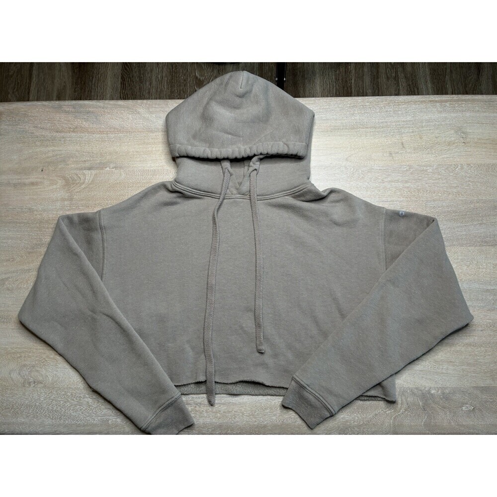 Alo Yoga Cropped Hoodie in Gravel Size Small